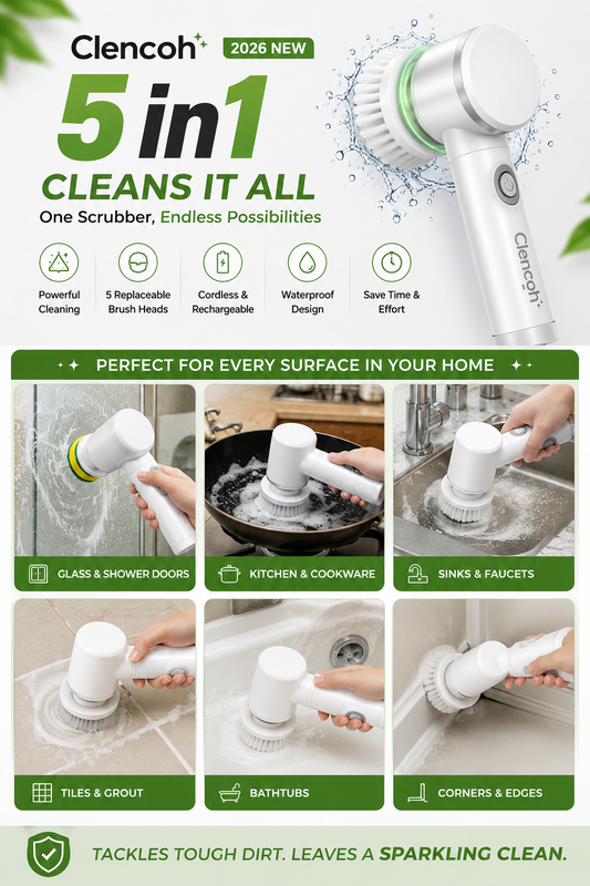 Clencoh Electric Spin Scrubber Mini Kit | 5 Replaceable Brush Heads