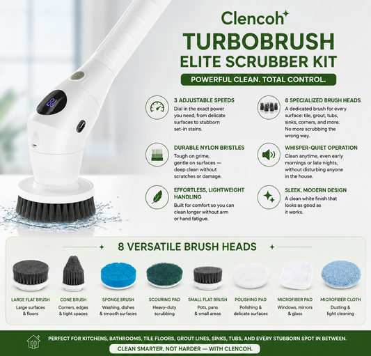 Clencoh TurboBrush Elite Scrubber Kit – 8 Versatile Brushes